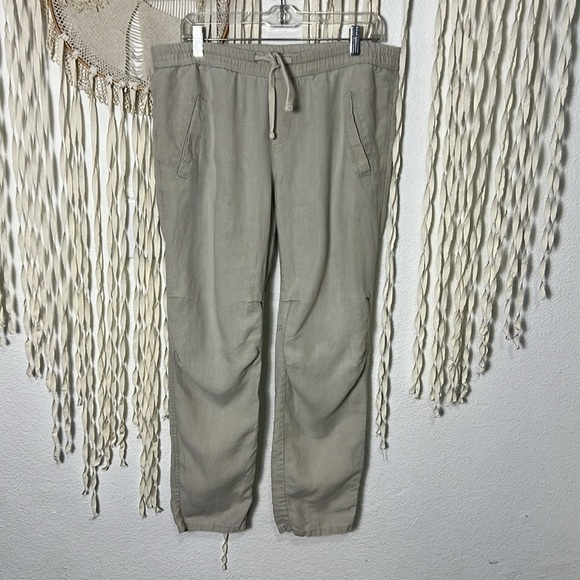 James Perse Tan Linen Soft Drape Pant Pull On with Pockets Size 3/L - Picture 2 of 13